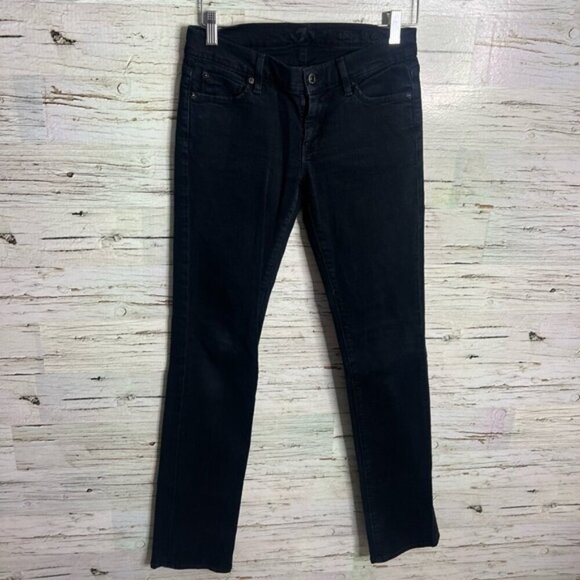 7 For All Mankind Jeans Womens 25 black Straight Leg - Picture 1 of 7